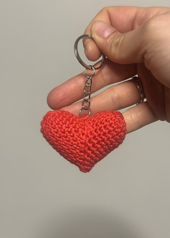 Kırmızı Örgü Peluş Oyuncak Bebek ve Anahtarlık - Görsel 4