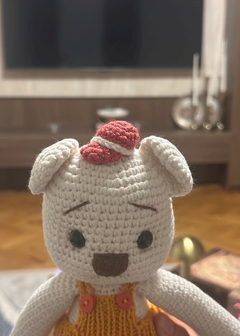 El Örgüsü Sarı Tulumlu Peluş Ayıcık - Görsel 2