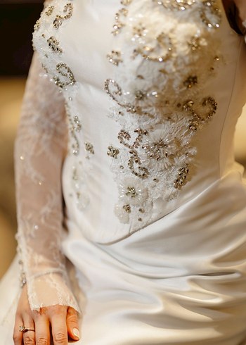 Bride İşlemeli Straplez Midi After Party Elbisesi - Görsel 2