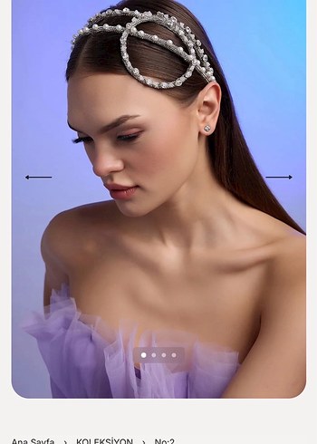 İnci ve Taş Detaylı Gri Bride Saç Aksesuarları - Görsel 3