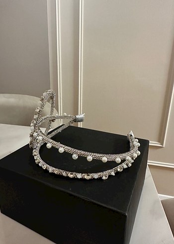 İnci ve Taş Detaylı Gri Bride Saç Aksesuarları - Görsel 2