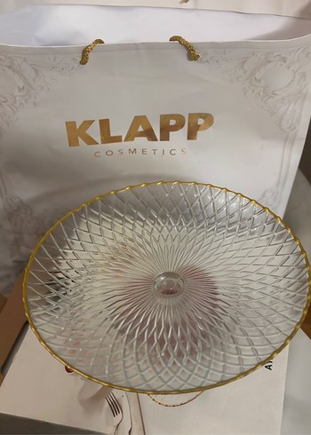 Altın Kenarlı Modern Klasik Ayaklı Kek Tabak - Görsel 2