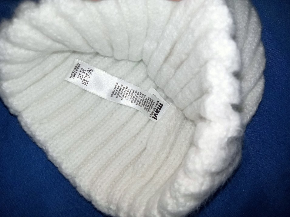 Beyaz Örgü Kadın Bere - Mavi - Görsel 3