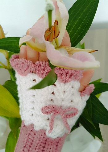 Dantel Detaylı Bohem Örgü Kadın Eldiveni - Görsel 3