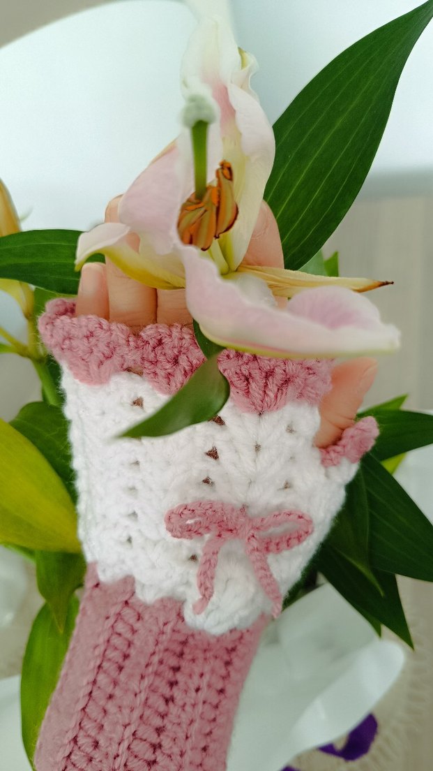 Dantel Detaylı Bohem Örgü Kadın Eldiveni - Görsel 3