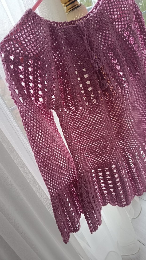 Mor Dantel Detaylı Kadın Triko Şal - Görsel 2