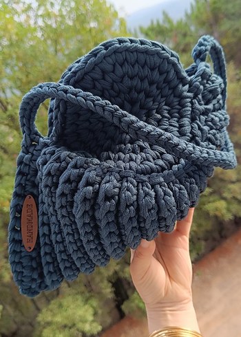 Lacivert Örgü Kadın Çanta - Görsel 3