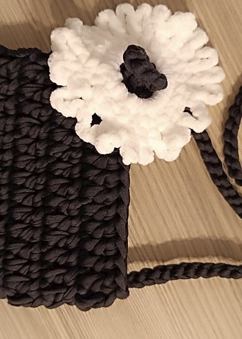 SiyahÖrgü Kadın Çanta Bohem Nakışlı - Görsel 4