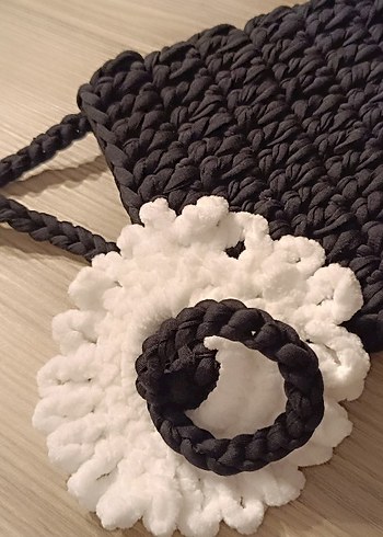 SiyahÖrgü Kadın Çanta Bohem Nakışlı - Görsel 2