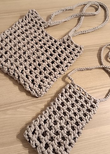 Gri Örgü Kadın Çapraz Çanta - Görsel 2