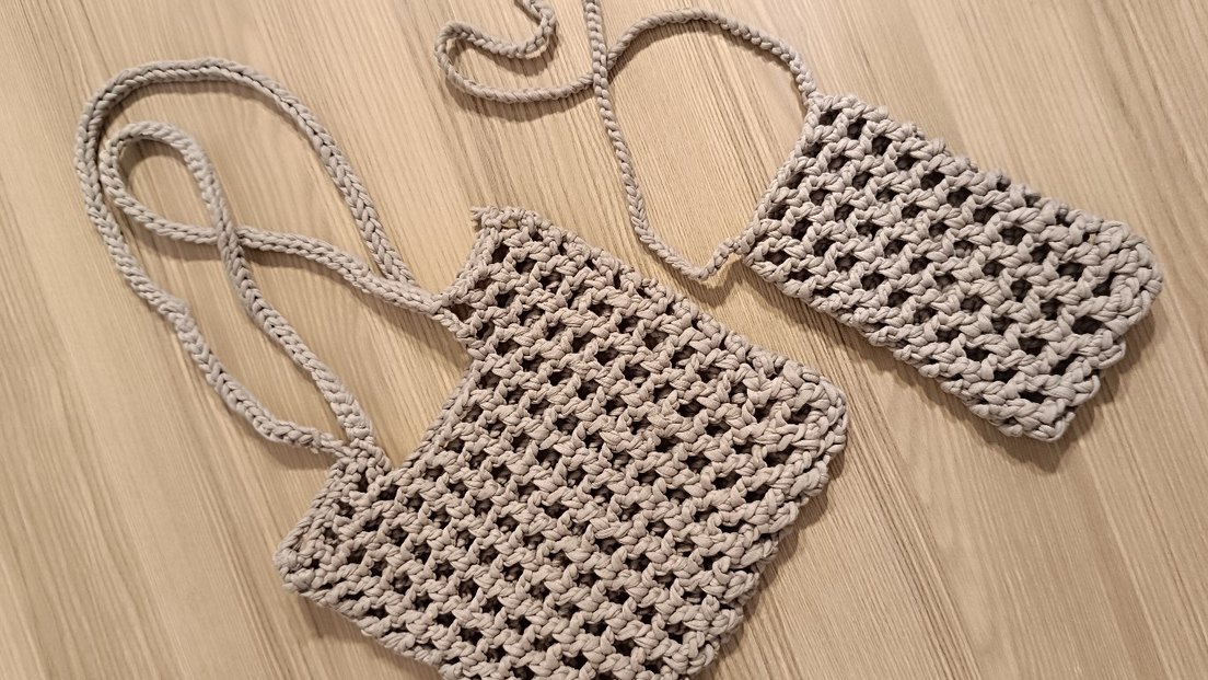 Gri Örgü Kadın Çapraz Çanta - Görsel 3