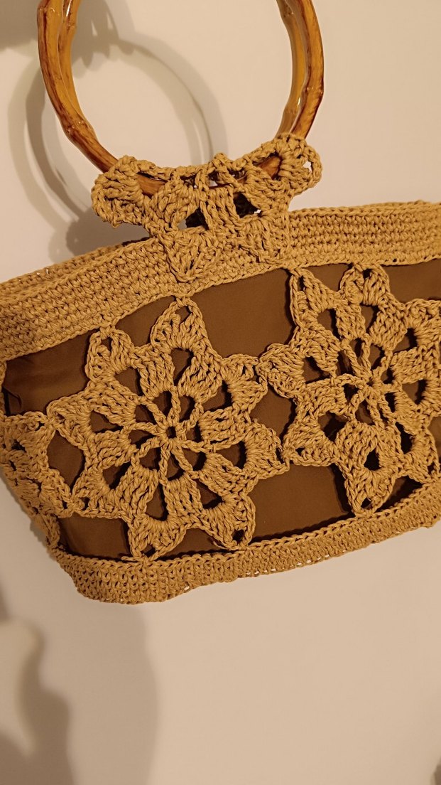 Bej Dantel Detaylı Örgü Bohem Kadın Çanta - Görsel 2