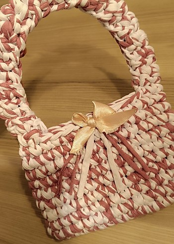 Pembe Örgü Kadın Çanta - Görsel 2