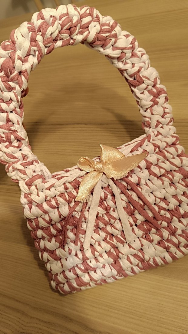 Pembe Örgü Kadın Çanta - Görsel 2