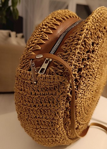 Bej Örgü Bohem Kadın Çanta - Görsel 4
