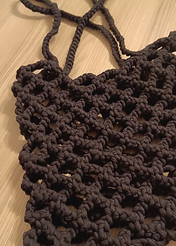 Dantel Detaylı Kahverengi Örgü Kadın Çanta - Görsel 2