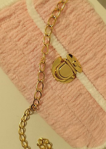 Pembe Nakışlı Zincir Detaylı Kadın Çanta - Görsel 4
