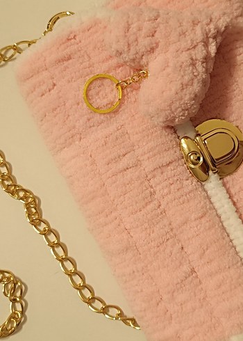 Pembe Nakışlı Zincir Detaylı Kadın Çanta - Görsel 6