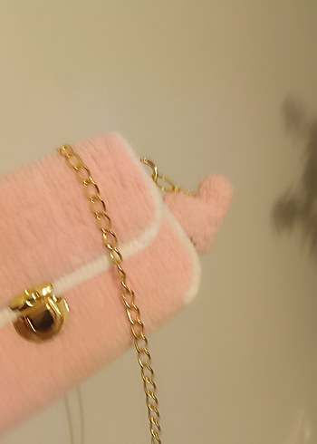 Pembe Nakışlı Zincir Detaylı Kadın Çanta - Görsel 8