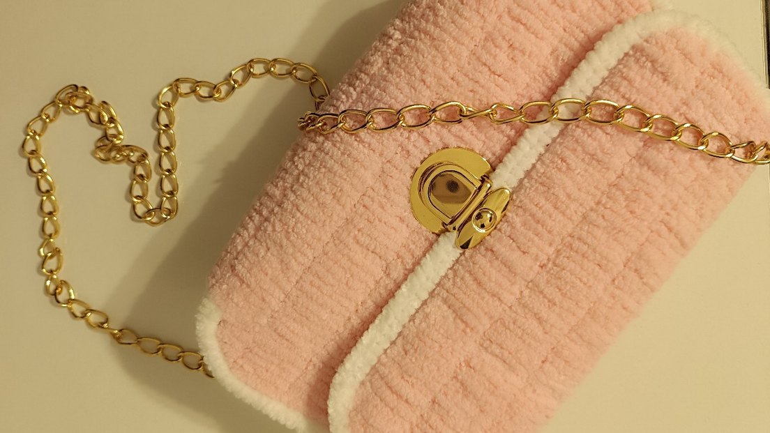 Pembe Nakışlı Zincir Detaylı Kadın Çanta - Görsel 2