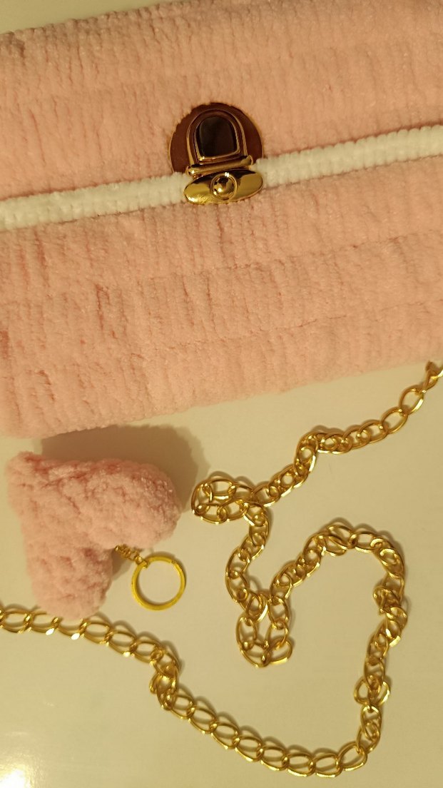 Pembe Nakışlı Zincir Detaylı Kadın Çanta - Görsel 5