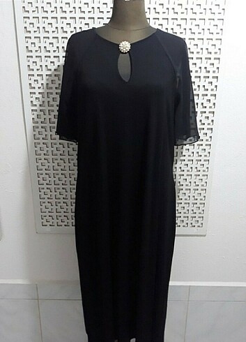 46 Beden siyah Renk Büyük beden şifonlu elbise 