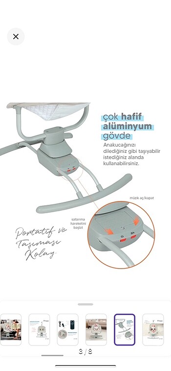 0 - 13 kg Beden Huggy elektrikli sallanır ana kucağı