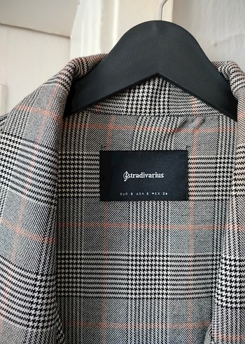 s Beden gri Renk Gri Ekose Kadın Blazer Ceket