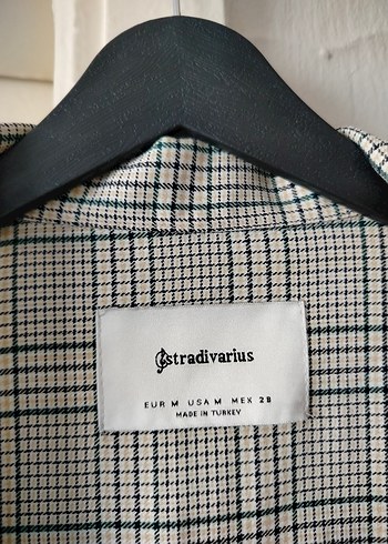 m Beden gri Renk Gri Ekose Desenli Midi Kadın Blazer