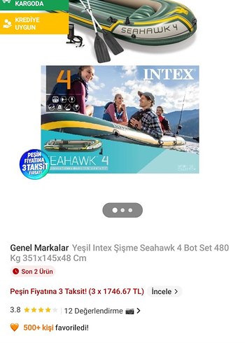 Intex Seahawk 4 Koyu Mavi Şişme Bot - Görsel 3