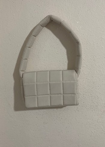 Kadın Beyaz Deri Kareli Omuz Çantası