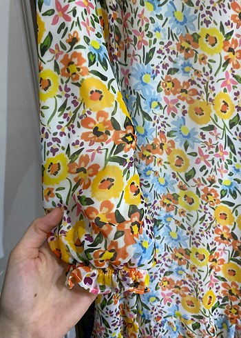 universal Beden çeşitli Renk Çiçek Desenli sifon abiye