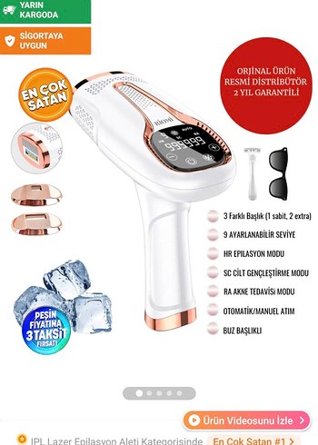Buz Başlıklı 9 Seviyeli Lazer Epilasyon Cihazı