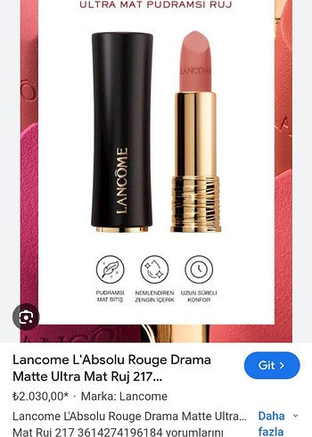 Lancome L'Absolu Rouge Drama Mat Ruj - Bej