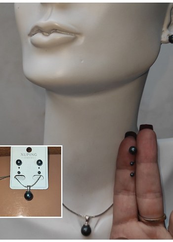 4'lü Antrasit Top Küpe Kolye Ucu