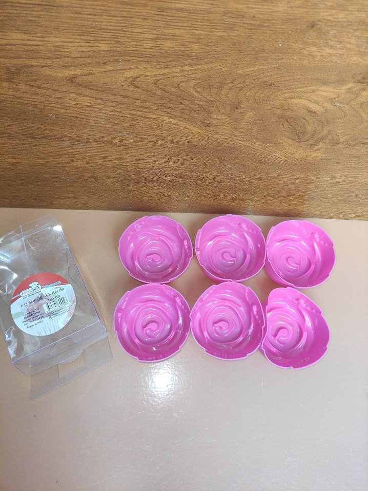6'lı Silikon Mini Kek Kalıpları Gül Motifli - Görsel 2