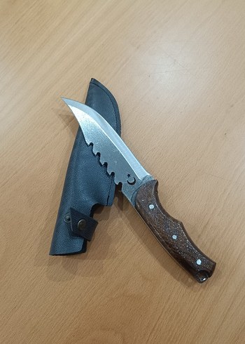 Beden Koyu Kahverengi Saplı Testereli Bıçak Avcı bıçağı