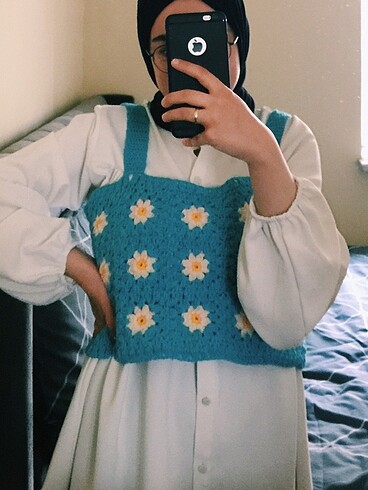 Diğer Papatya Motifli Crop Top