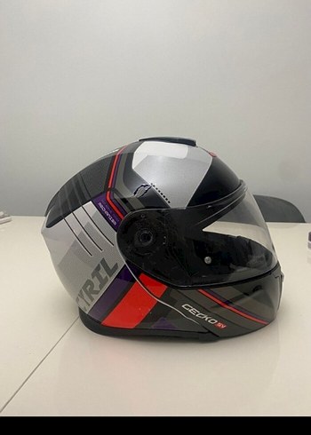 Gri Baskılı Biker Motosiklet Kaskı - Görsel 7