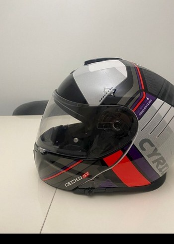 Gri Baskılı Biker Motosiklet Kaskı - Görsel 5