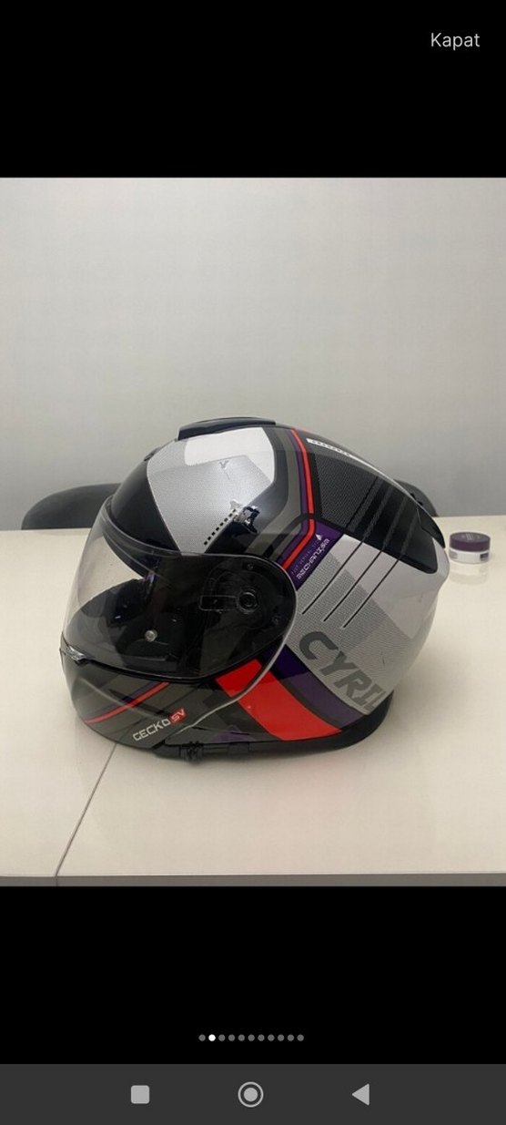 Gri Baskılı Biker Motosiklet Kaskı - Görsel 2