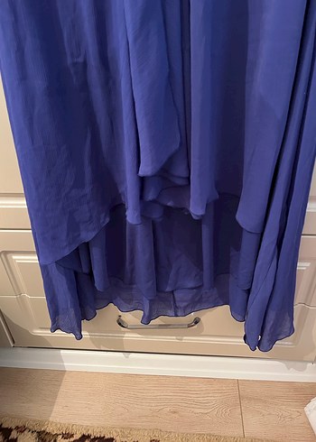 Lacivert Drapeli Uzun Abiye Elbise - Görsel 2