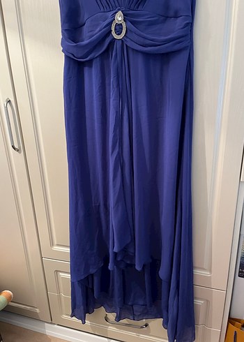 Lacivert Drapeli Uzun Abiye Elbise - Görsel 3