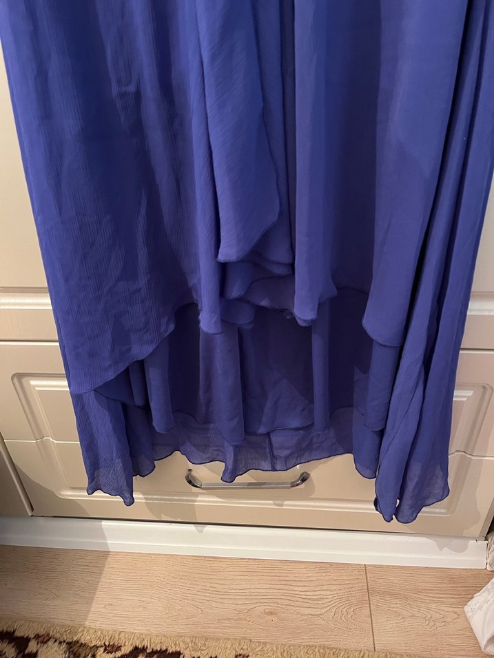 Lacivert Drapeli Uzun Abiye Elbise - Görsel 2