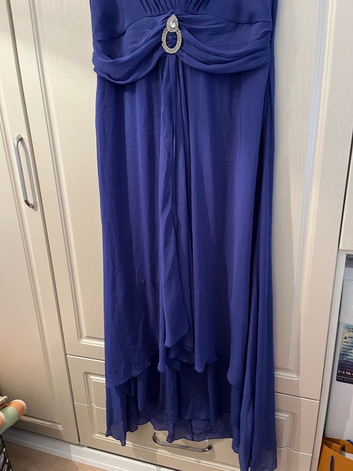 Lacivert Drapeli Uzun Abiye Elbise - Görsel 3