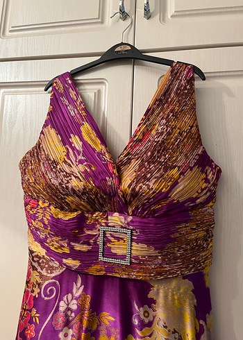 Mor Desenli Uzun Bohem Parti Elbisesi - Görsel 2