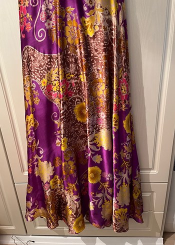 Mor Desenli Uzun Bohem Parti Elbisesi - Görsel 4