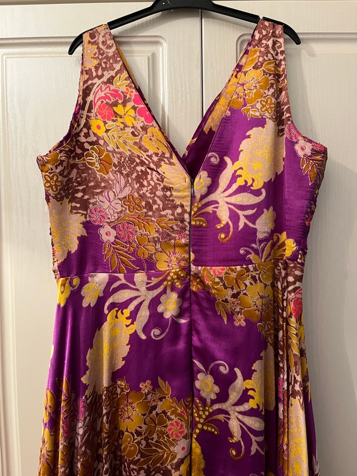 Mor Desenli Uzun Bohem Parti Elbisesi - Görsel 3