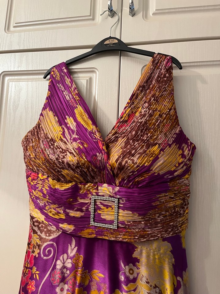 Mor Desenli Uzun Bohem Parti Elbisesi - Görsel 2