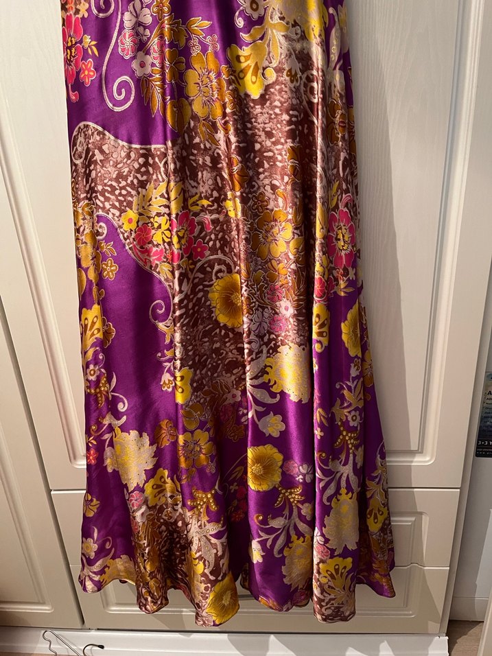 Mor Desenli Uzun Bohem Parti Elbisesi - Görsel 4